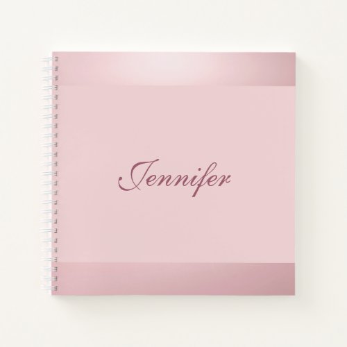 Handwritten Script Rose Gold Color Elegant Modern Notebook