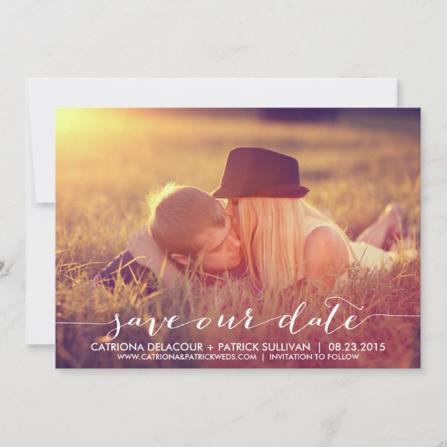 Handwritten Script Save Our Date Announcement (Front)