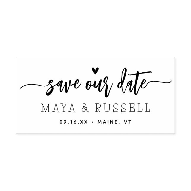Handwritten Script Save Our Date Rubber Stamp (Imprint)