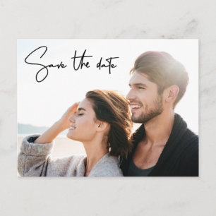 Handwritten Script Save the date Modern Photo Postcard