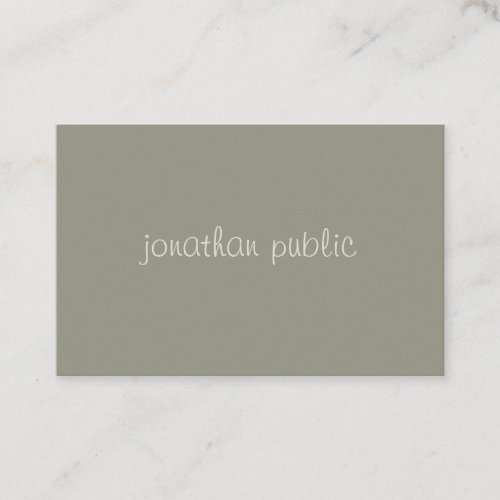 Handwritten Script Simple Modish Elegant Green Top Business Card