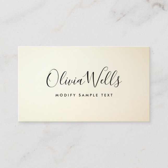  Handwritten Script Social Pale Yellow Gradient Business Card (Front)