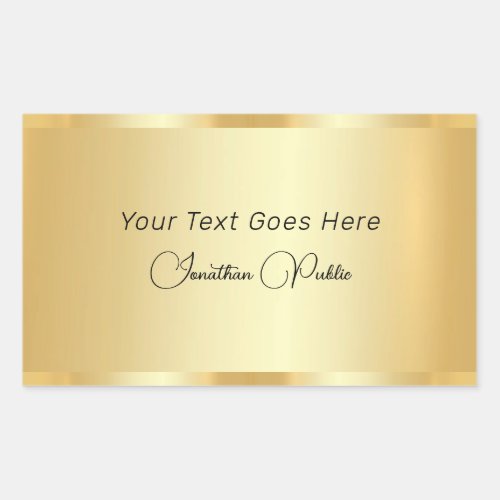 Handwritten Script Template Elegant Faux Gold Rectangular Sticker