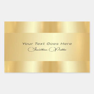 Handwritten Script Template Elegant Faux Gold Rectangular Sticker