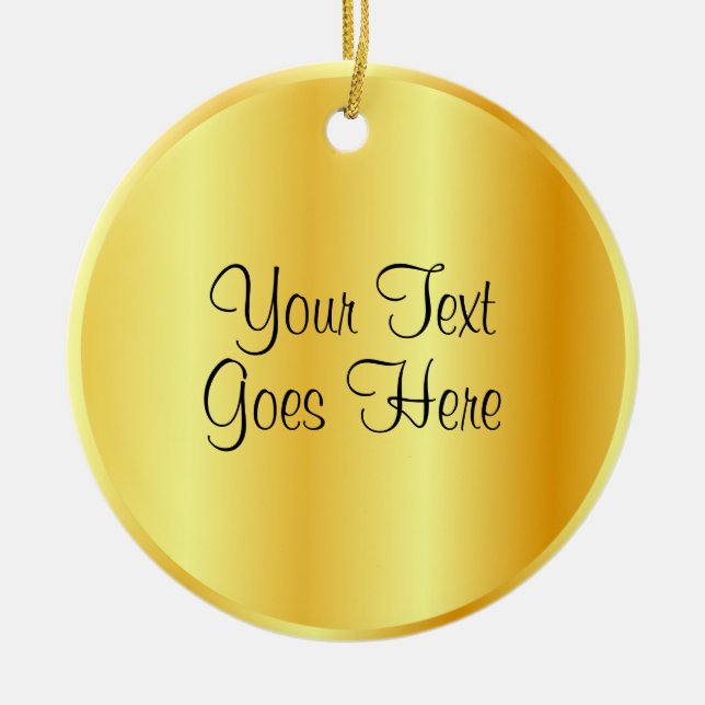 Handwritten Script Template Gold Look Trendy Ceramic Ornament (Front)