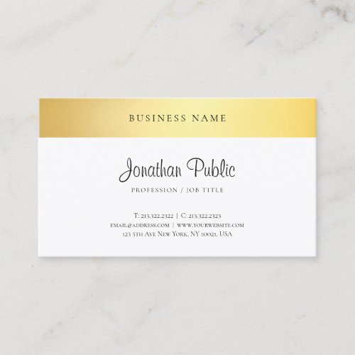 Handwritten Script Template Modern Elegant Gold Business Card