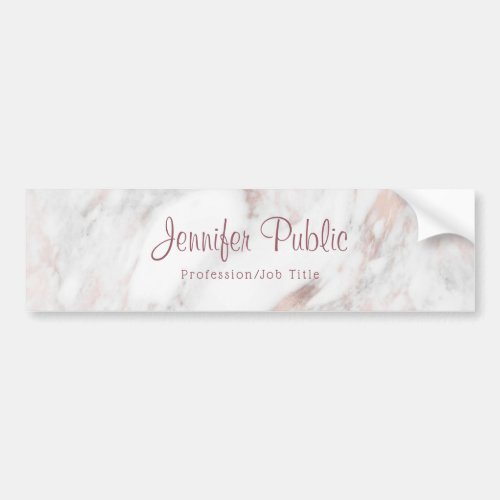 Handwritten Script Template Rose Gold Marble Bumper Sticker