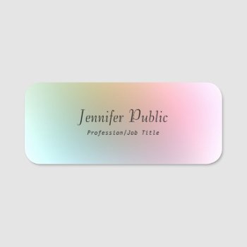 Handwritten Script Text Elegant Colorful Template Name Tag by art_grande at Zazzle