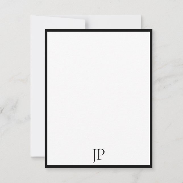 Handwritten Script Text Elegant Monogram Classic Note Card (Front)