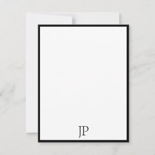 Handwritten Script Text Elegant Monogram Classic Note Card