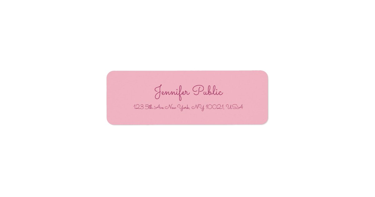 Handwritten Script Text Elegant Pink Modern Plain Label | Zazzle