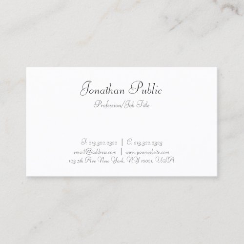 Handwritten Script Text Minimalist Modern Template Business Card