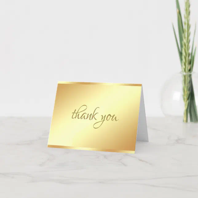Handwritten Script Text Thank You Gold Template | Zazzle