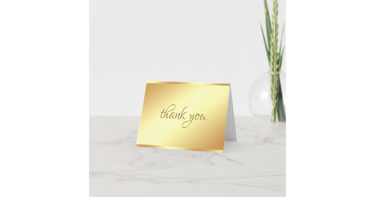 Handwritten Script Text Thank You Gold Template | Zazzle