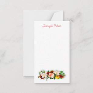 Handwritten Script Text Watercolor Flowers Elegant Note Card