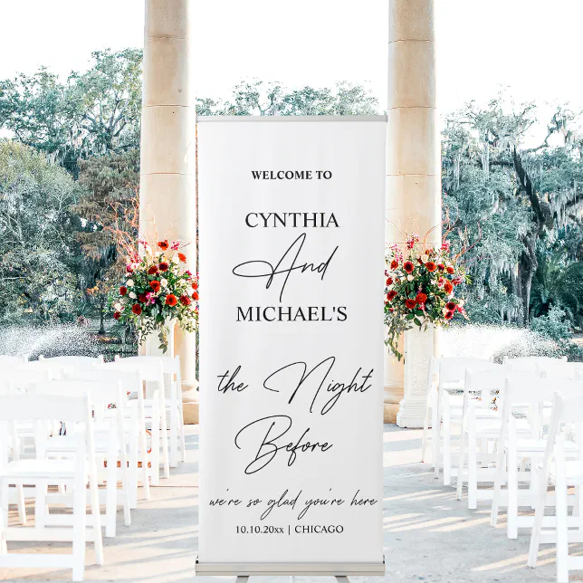 Handwritten Script 'the Night Before' Wedding Retractable Banner | Zazzle