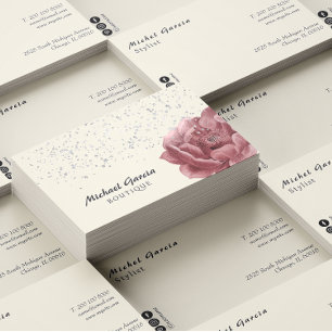 Handwritten Script Typography Pink Roses Flowers  Business Card