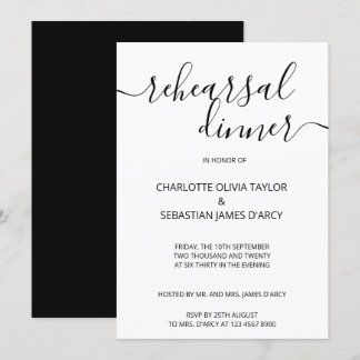 Handwritten Script Typography Rehearsal Dinner Invitation
