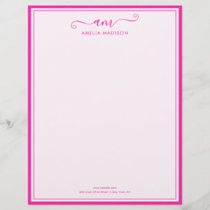 Handwritten Script Vibrant Pink Letterhead