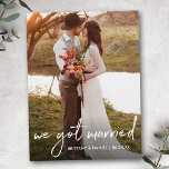 Handwritten Script We Got Married Photo Postcard<br><div class="desc">Trendy Modern Handwritten Script We Got Married Wedding Announcement Photo Postcard</div>