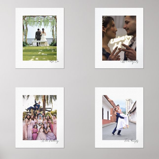 Handwritten Script Wedding Photo Captions Wall Art Sets (Front)