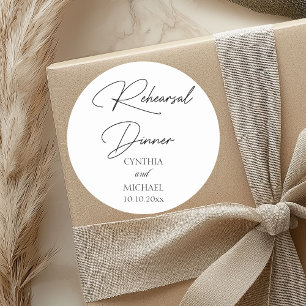 Handwritten Script Wedding Rehearsal Dinner Classic Round Sticker