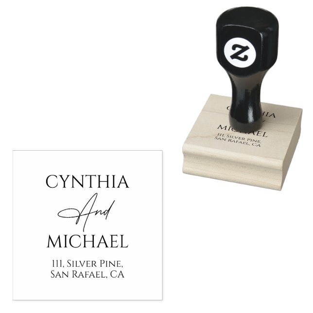 Handwritten Script Wedding Return Address  Rubber Stamp (Stamped)