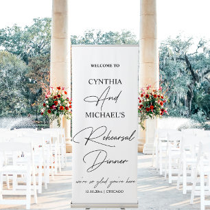 Handwritten Script Welcome to our Rehearsal Dinner Retractable Banner