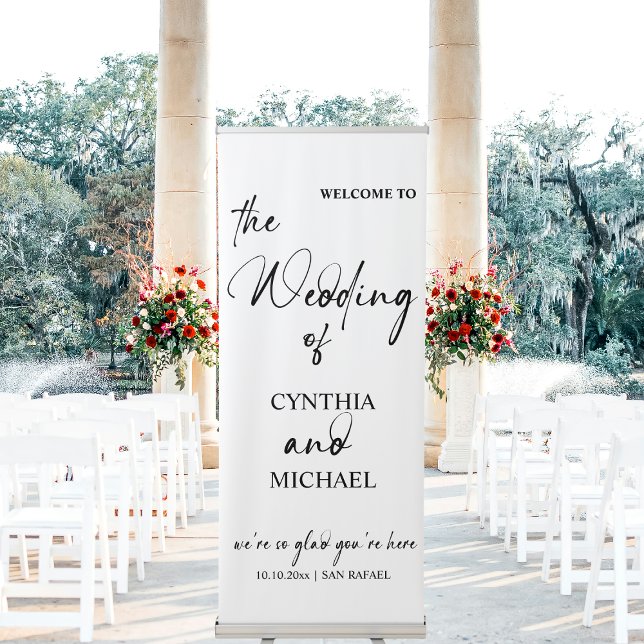 Handwritten Script Welcome to our Wedding Retractable Banner (Creator Uploaded)