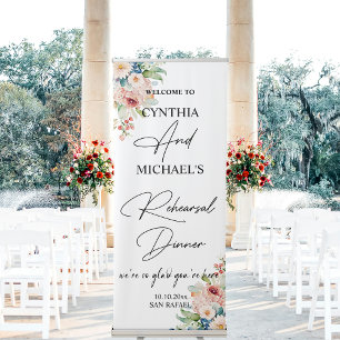 Handwritten Script 'Welcome to Rehearsal Dinner' Retractable Banner