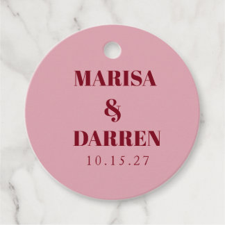 Handwritten Script Whimsical Pink Custom Wedding Favor Tags