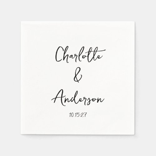 Handwritten Script Whimsical White Custom Wedding Napkins