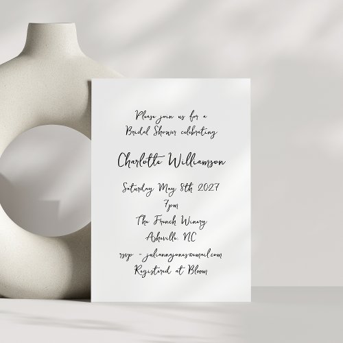 Handwritten Script Whimsy Quirky Bridal Shower Invitation