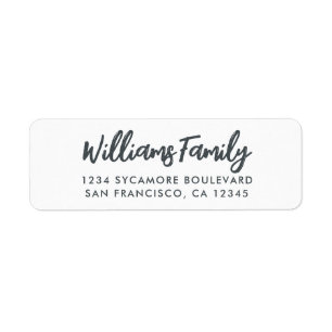 Handwritten Script White Family Return Address Label