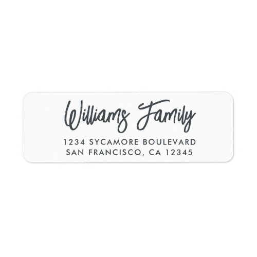 Handwritten Script White Family Return Address Label