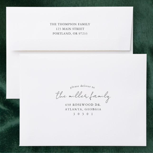 Handwritten Serif Back Addressed Envelopes (Green)