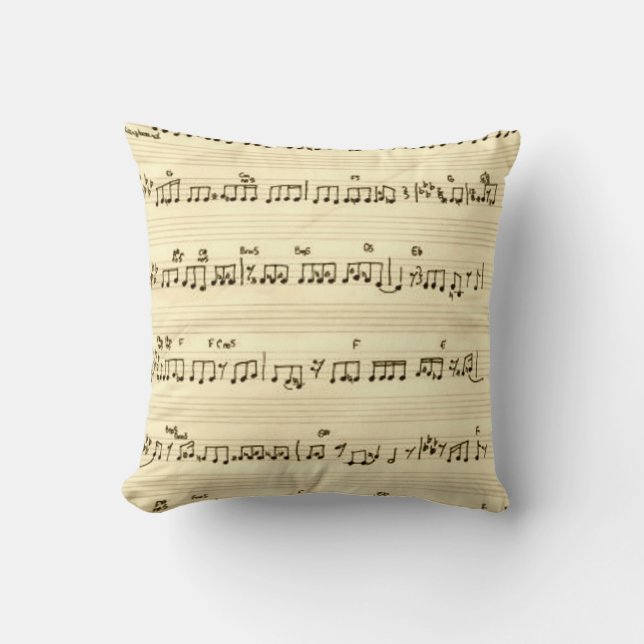 Handwritten Sheet Music Song Ivory  Throw Pillow (Front)