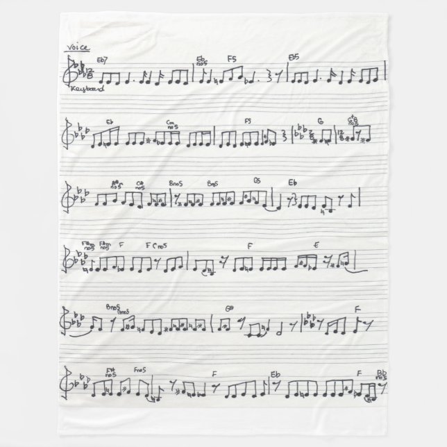 Handwritten Sheet Music Song Musical Notes Fleece Blanket (Front)