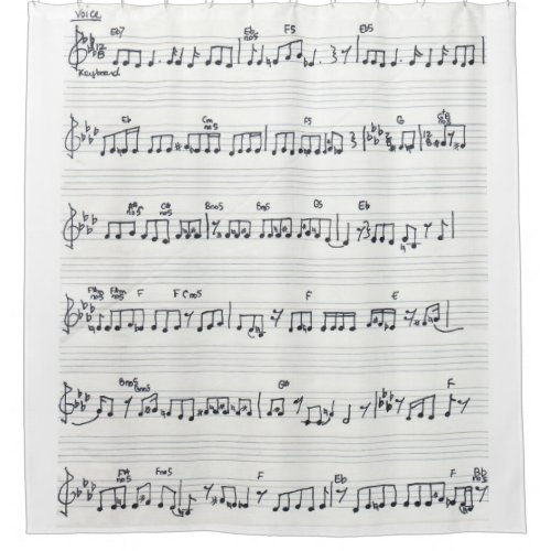 Handwritten Sheet Music Song Musical Notes Shower Curtain