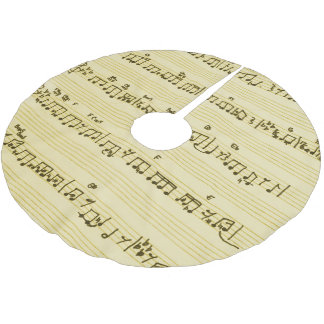 Handwritten Sheet Music Song Notes Antique Ivory Brushed Polyester Tree Skirt