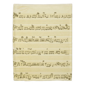 Handwritten Sheet Music Song Notes Antique Ivory Duvet Cover