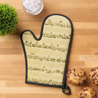 Handwritten Sheet Music Song Notes Antique Ivory Oven Mitt