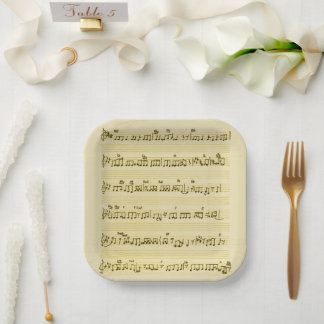 Handwritten Sheet Music Song Notes Antique Ivory Paper Plates