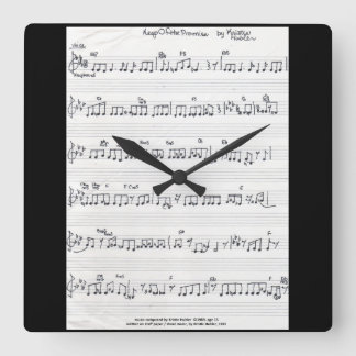 Handwritten Sheet Music square wall clock