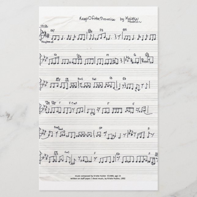 Handwritten Sheet Music stationery (Front)