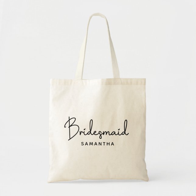 Handwritten Signature Personalized Bridesmaid Tote Bag (Front)