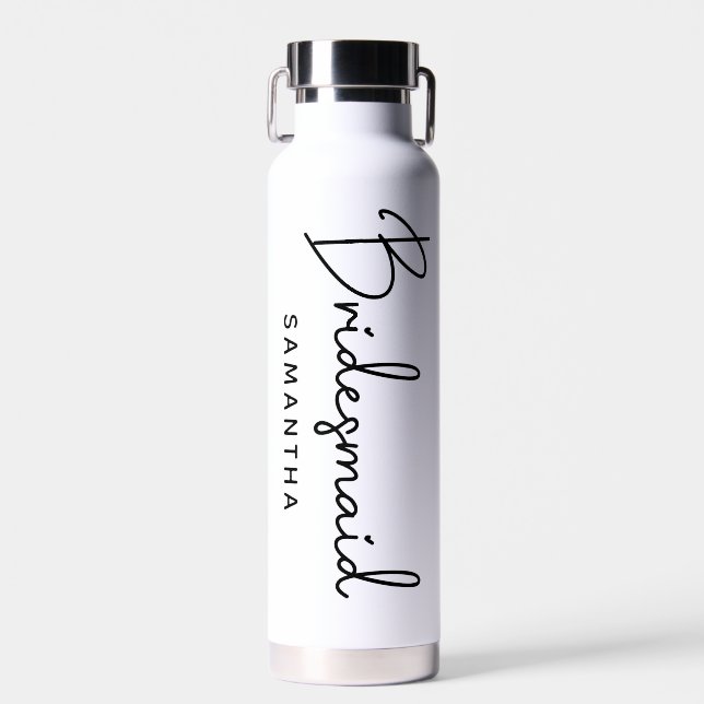 Handwritten Signature Personalized Bridesmaid Water Bottle (Front)