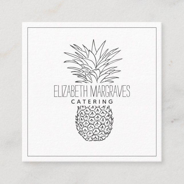 Handwritten Signature Pineapple Catering Square Business Card (Front)