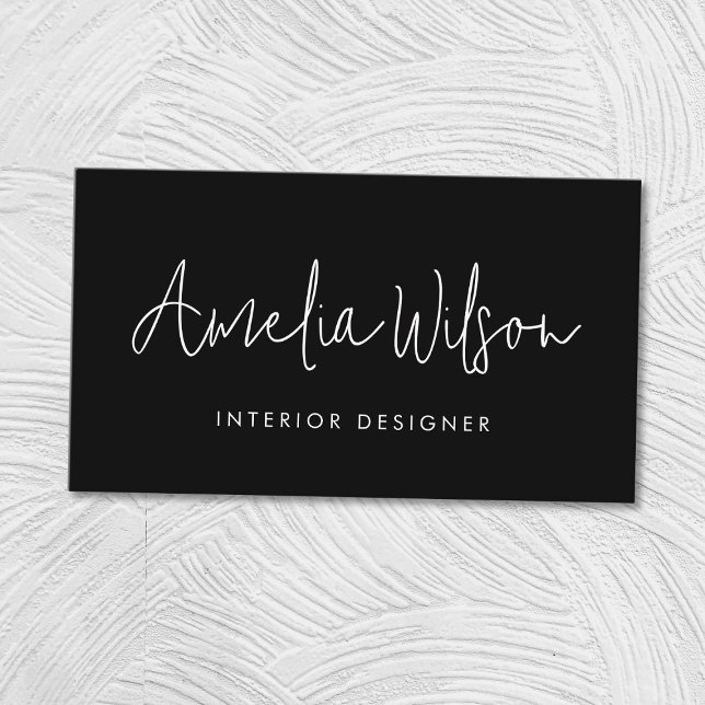 Handwritten Signature Script Black and White Business Card (Creator Uploaded)