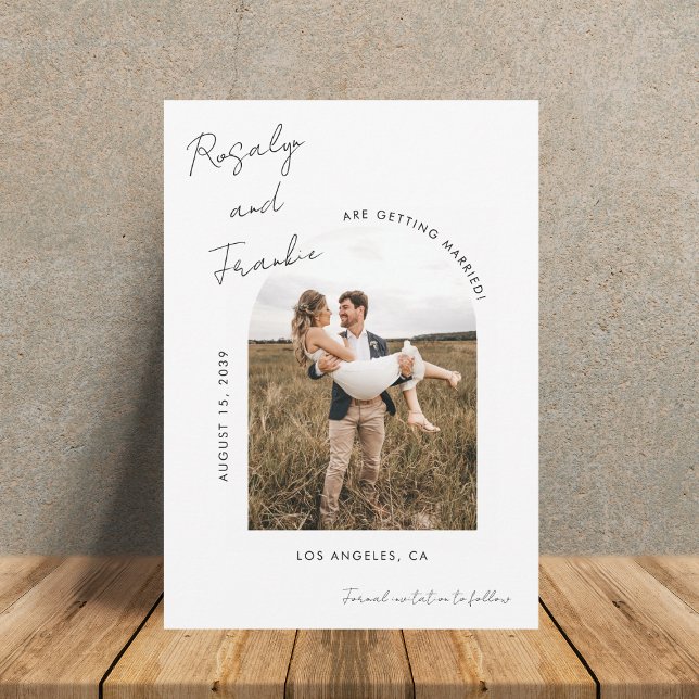 Handwritten Signature Script Boho Photo Wedding Save The Date (Creator Uploaded)